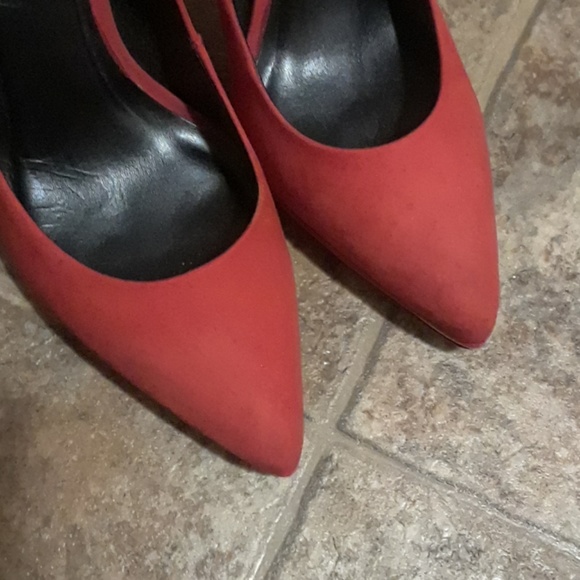 "Aldo" Red-Orange Suede Heels Size 7.5 - Picture 2 of 5